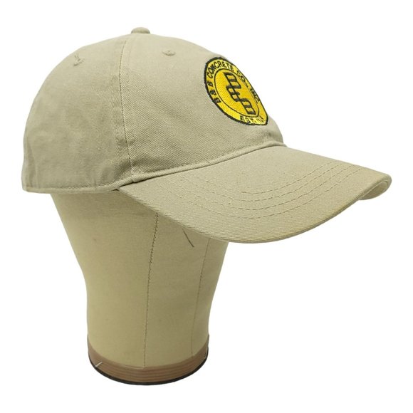 B & B Concrete Logo Patch Khaki Adjustable Tuck Strap Cap Trucker Baseball Hat - Picture 3 of 13